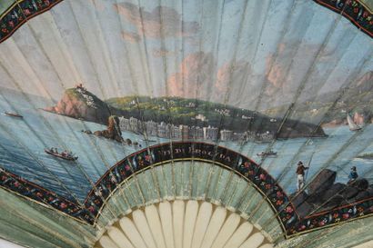 null Procida and the Bay of Naples, circa 1810-1820Small folded fan, the double leaf...