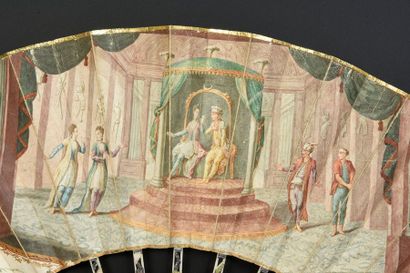 null Theatre, circa 1780-1790
Folded fan, leather sheet mounted in English and painted...