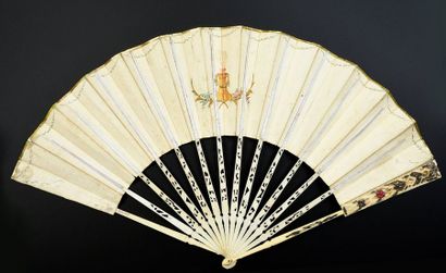 null Theatre, circa 1780-1790
Folded fan, leather sheet mounted in English and painted...