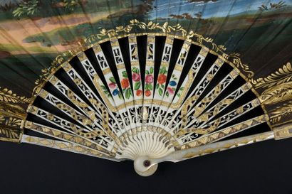 null The charm of Italy, around 1820-1830
Folded fan, the paper sheet, lined with...