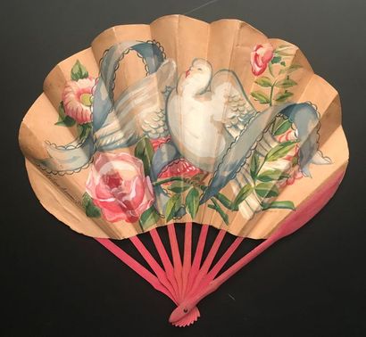  Fetish, LT Piver Fan, balloon-shaped, double sheet of paper printed with a dove...