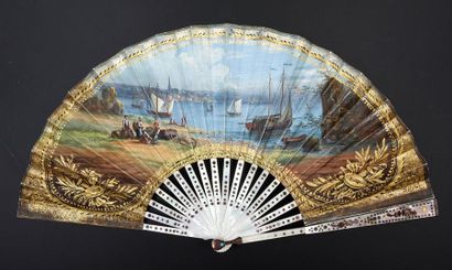 null View of the Tréport, circa 1820-1830
Folded fan, sheet of paper lined with skin,...