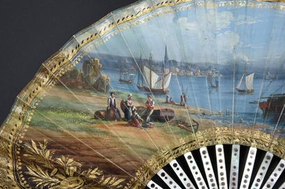 null View of the Tréport, circa 1820-1830
Folded fan, sheet of paper lined with skin,...