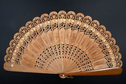 null The Swiss cantons, around 1860-1880
A broken wooden fan pierced with foliage...