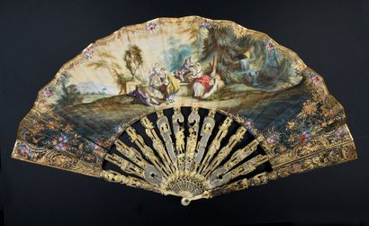 null The draftsman, around 1850-1860
Folded fan, painted sheet of a scene in the...
