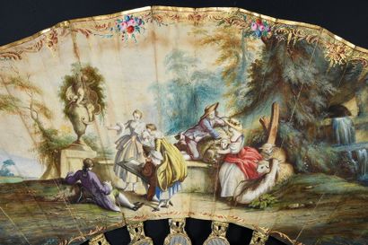 null The draftsman, around 1850-1860
Folded fan, painted sheet of a scene in the...