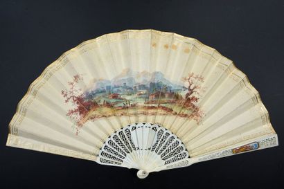 null The beautiful singer, around 1840-1850
Folded fan, the skin leaf painted with...