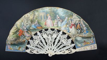 null Walk in the park, around 1850-1860
Folded fan, double leaf in gouache painted...