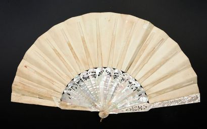 null "Don't forget me...", around 1880
Folded fan, a leather sheet painted with a...
