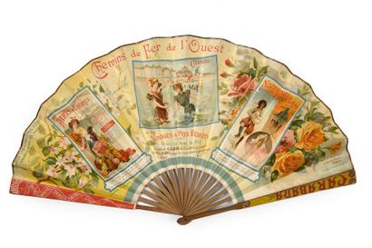  The Western Railways, Cabourg Folded Fan, the double sheet of paper printed in color...