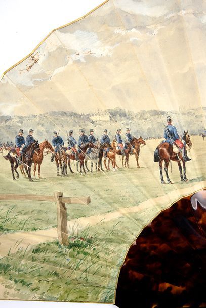 Marie-Joseph-Ernest Le Nail (1842-1927) Chasseurs à cheval en manœuvre, vers 1880
Eventail...