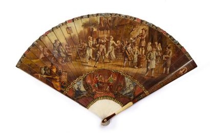 null Village dance, around 1900
Fan of the broken type made of bone painted and varnished...