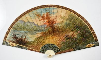 null Farandole champêtre, around 1900
A fan of the broken type made of bone painted,...