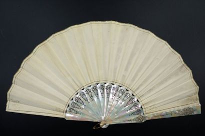 Gustave Lasellaz The happy knight, around 1900
Folded fan, a leather leaf painted...