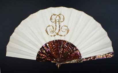 null Gustave Lasellaz, Pierrot and Colombine, around 1890-1900Wide fan, the leaf...