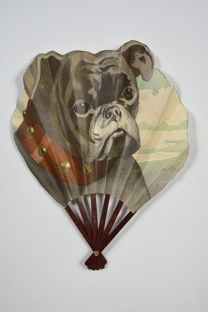 French bulldog, circa 1900-1920Small fan...