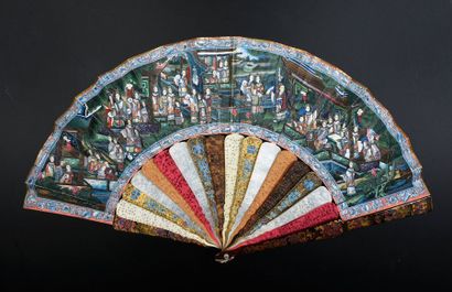 null Symbols of happiness, China, 19th century Folded fan, double sheet of paper...
