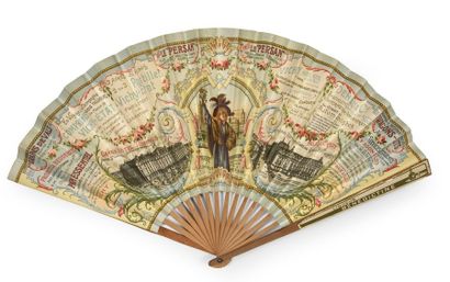  The Western Railways, Paris to London Folded Fan, the double sheet of paper printed...