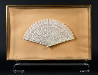  Country life, China, 19th century A fan of the broken type in ivory* pierced, carved...