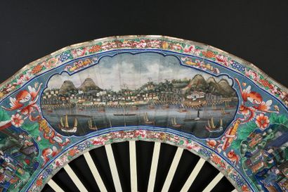 null Hong Kong and Victoria Harbour, China, circa 1880
Folded fan, with a so-called...