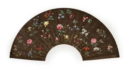 null Moses, late 17th century Fan
leaf in painted skin from the famous biblical scene...