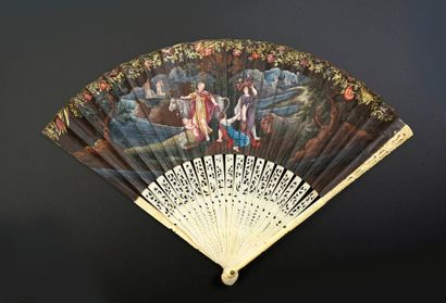null The kidnapping of Europe, around 1700
Folded fan, double leaf in skin painted...