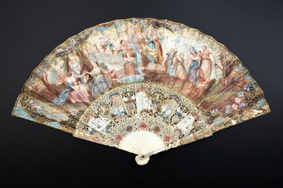 null Moses hitting the rock, around 1730-1740
Folded fan, leather sheet lined with...