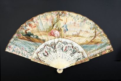 null Moses hitting the rock, around 1730-1740
Folded fan, leather sheet lined with...
