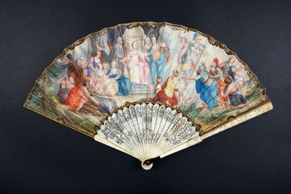 null Village celebrations, around 1740
Folded fan, double sheet of skin painted with...