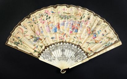 null Village celebrations, around 1740
Folded fan, double sheet of skin painted with...