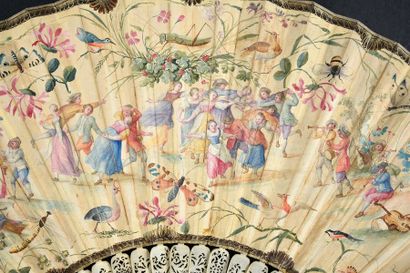 null Village celebrations, around 1740
Folded fan, double sheet of skin painted with...