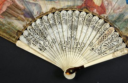 null Village celebrations, around 1740
Folded fan, double sheet of skin painted with...