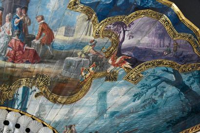 null Paysages maritimes en camaïeux, vers 1730
Eventail plié, la feuille double en...