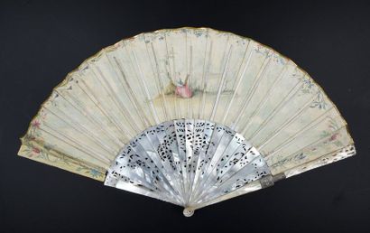 null David receiving Abigail, around 1740-1750
Folded fan, skin leaf, English mounted...