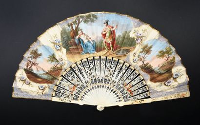 null Enée leaving Didon, around 1750
Folded fan, leather leaf, English mounted. Among...