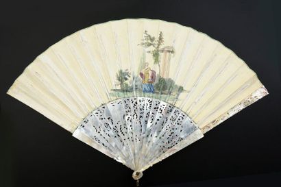 null The pretty fisherman, around 1740-1750
Folded fan, skin leaf, mounted in the...