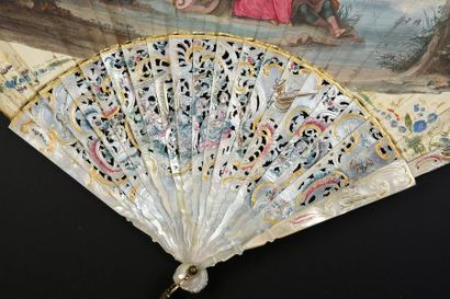 null The pretty fisherman, around 1740-1750
Folded fan, skin leaf, mounted in the...