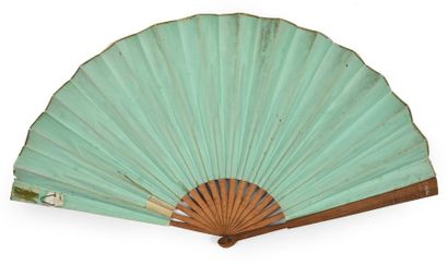 null The 1867
World Fair Folded Fan, the double sheet of lithographed paper and colourful...