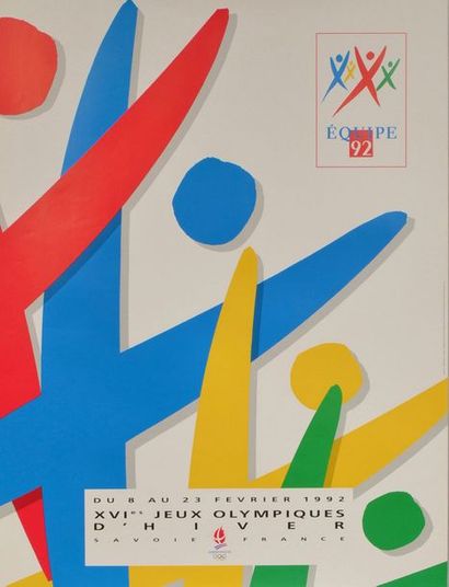 null Ensemble de 13 affiches officielles pour les Jeux de Calgary 1988 (1), Albertville...