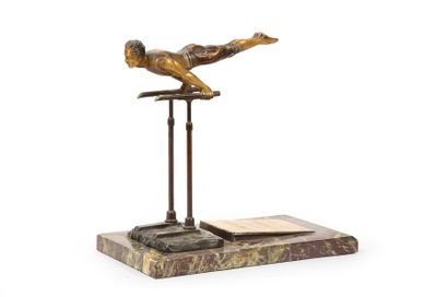 null Bronze sculpture on marble base. "The Gymnast."
Signed Georg Eichhorn (19th-20th...