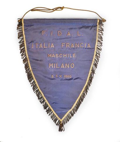 null Fanion de la rencontre Internationale Italie-France le 8 et 9 octobre 1960 à...