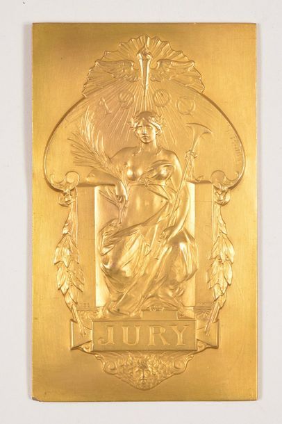 null Gilded bronze plaque. "Jury". By L. Bottée.
Made by Christofle in Paris. Dim....