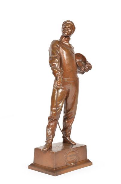null Bronze sculpture. "The fencer." Signed
Godefroid Devreesse (1861-1934) on the...