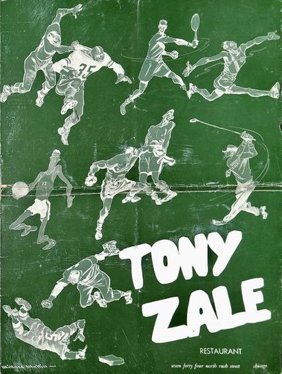 null Menu du Restaurant «Chez Tony Zale» avec au dos la signature originale du boxeur....