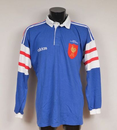 null French team jersey n°12 worn during Olivier Merle's jubilee. Adidas brand. Size...
