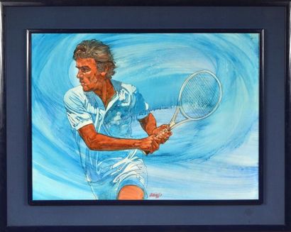 Jean-François Arrigoni Neri (1937-2014). 
Oil on panel representing Mats Wilander....