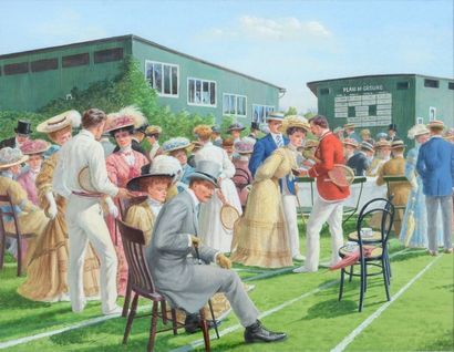 null Edward Eugène Louis Mortelmans (1915-2008).
Edwardian tennis scene. Pencil and...