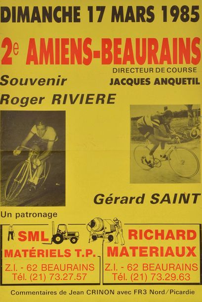 null Set of 4 posters from the 70s and 80s with Bernard Hinault, Laurent Fignon,...