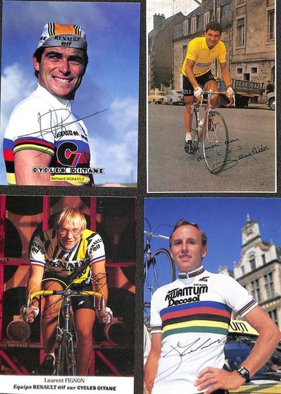 null Set of 30 postcards and photo cards autographed by Bernard Hinault, Raymond...
