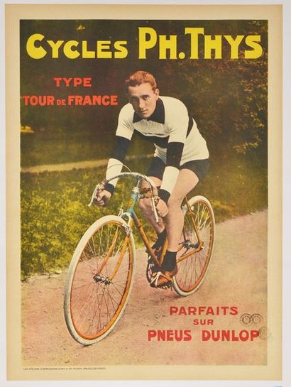 null Affiche pour les Cycles PH. Thys. Cycle type Tour de France. Circa 1924. Dim....